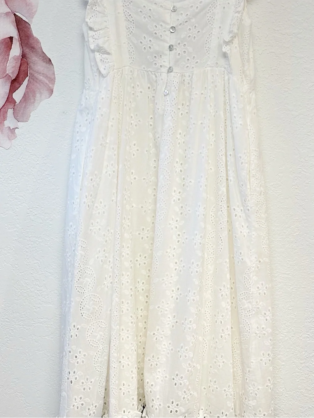 Allison New York Anthropologie white Eyelet Navy Embroidered Midi Dress XSmall - Picture 11 of 14